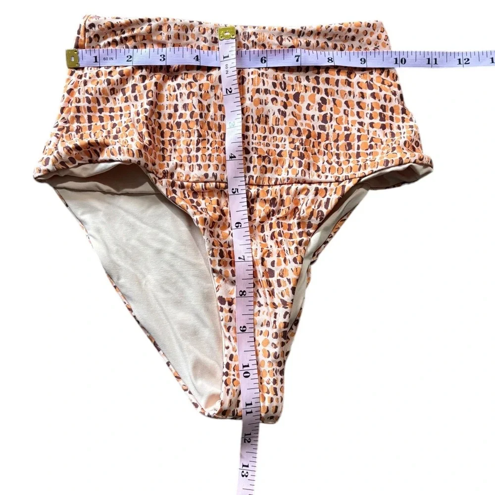 L*Space Womens High Waisted Bikini Bottoms Orange Brown Animal Abstract Print XS